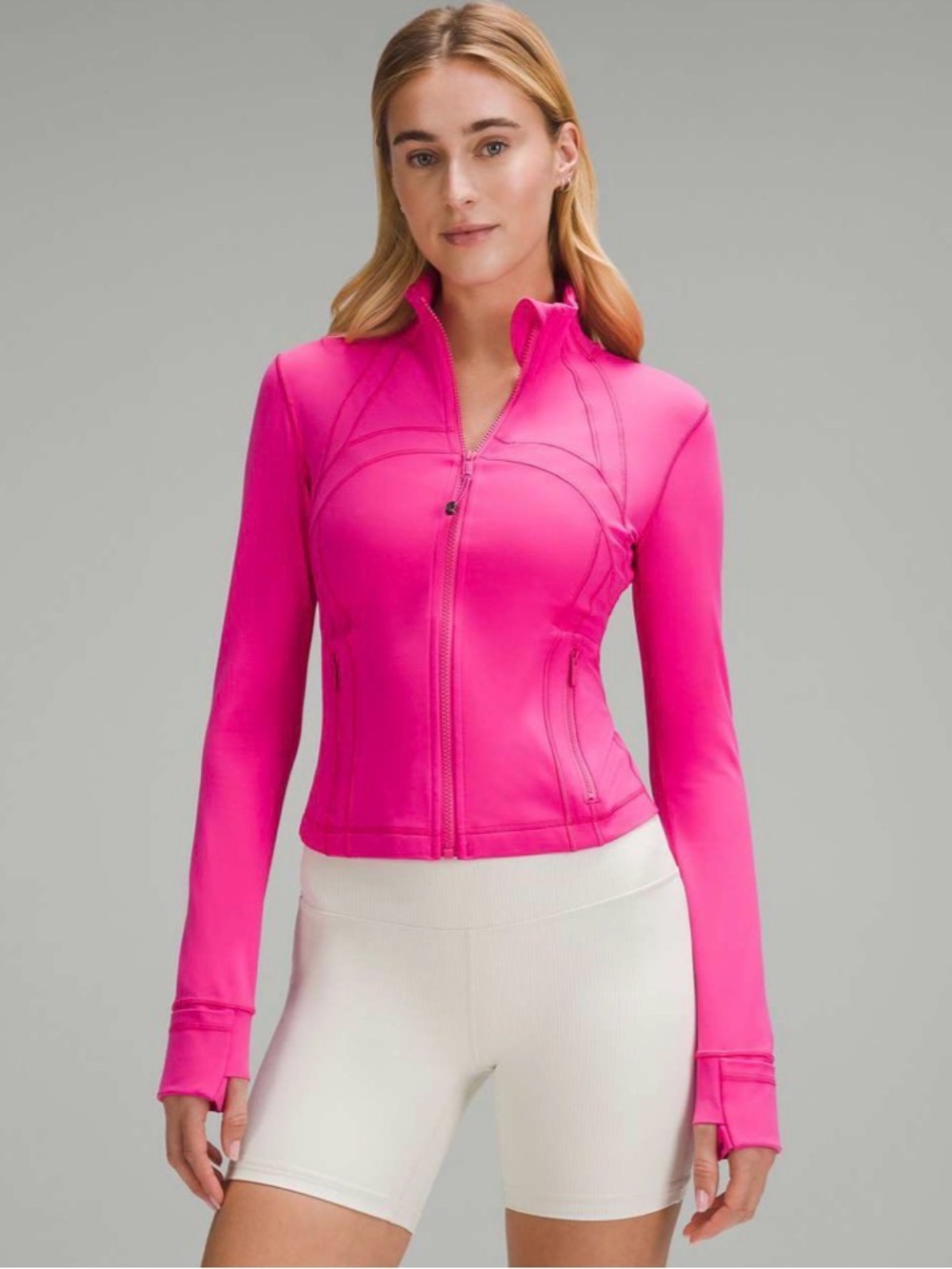 Lululemon Define Cropped Jacket Nulu Sonic Pink Size 12 Fitted Full 
Jacket